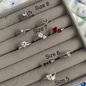 925 silver Pandora Red Heart Rings